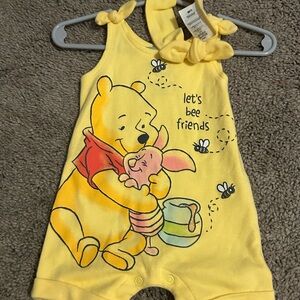 Disney Yellow Winnie the Pooh Infant Romper 0-3